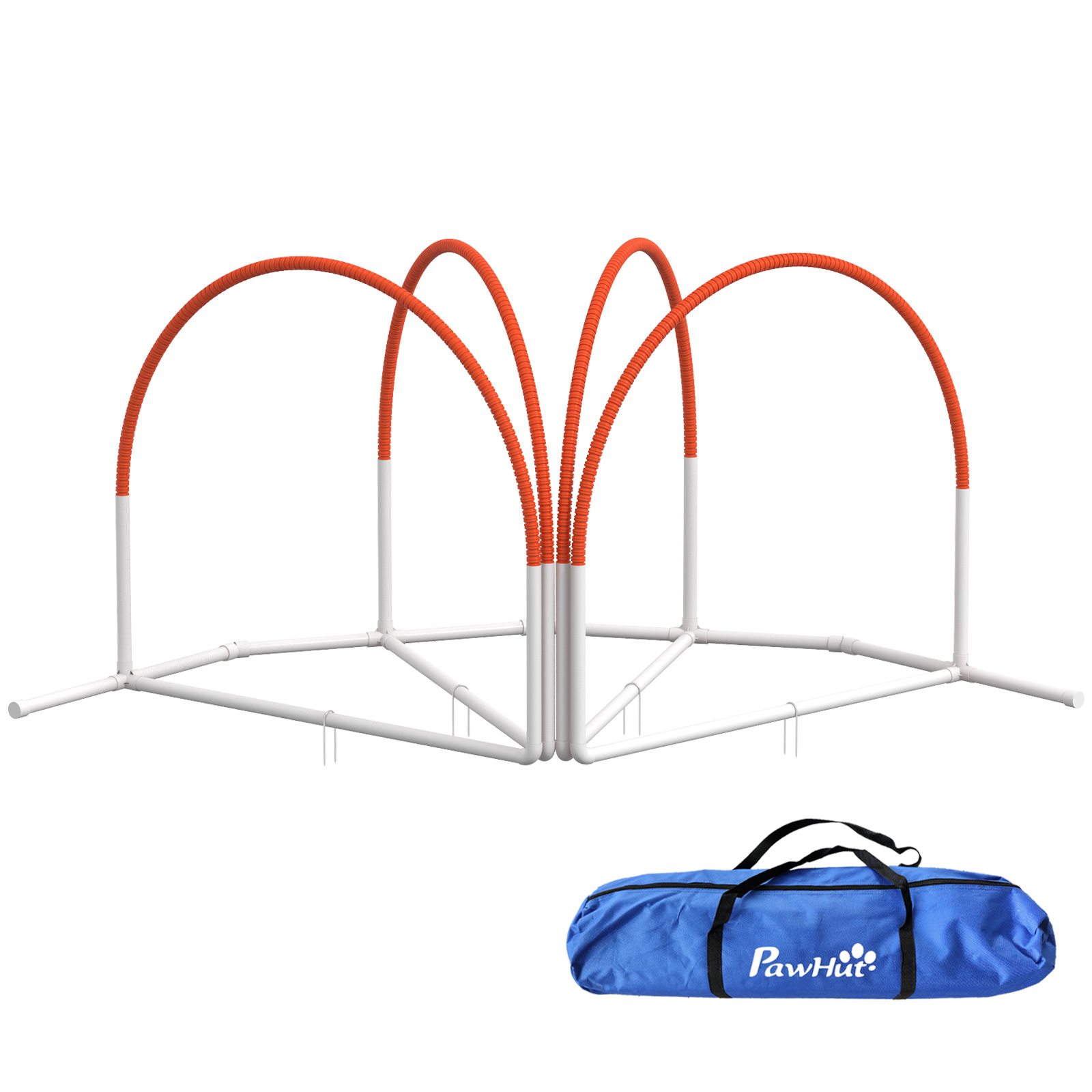 4 PCS Dog Agility Weave Poles Set Outdoor Training Equipment With Oxford Carry Bag Orange photo 7