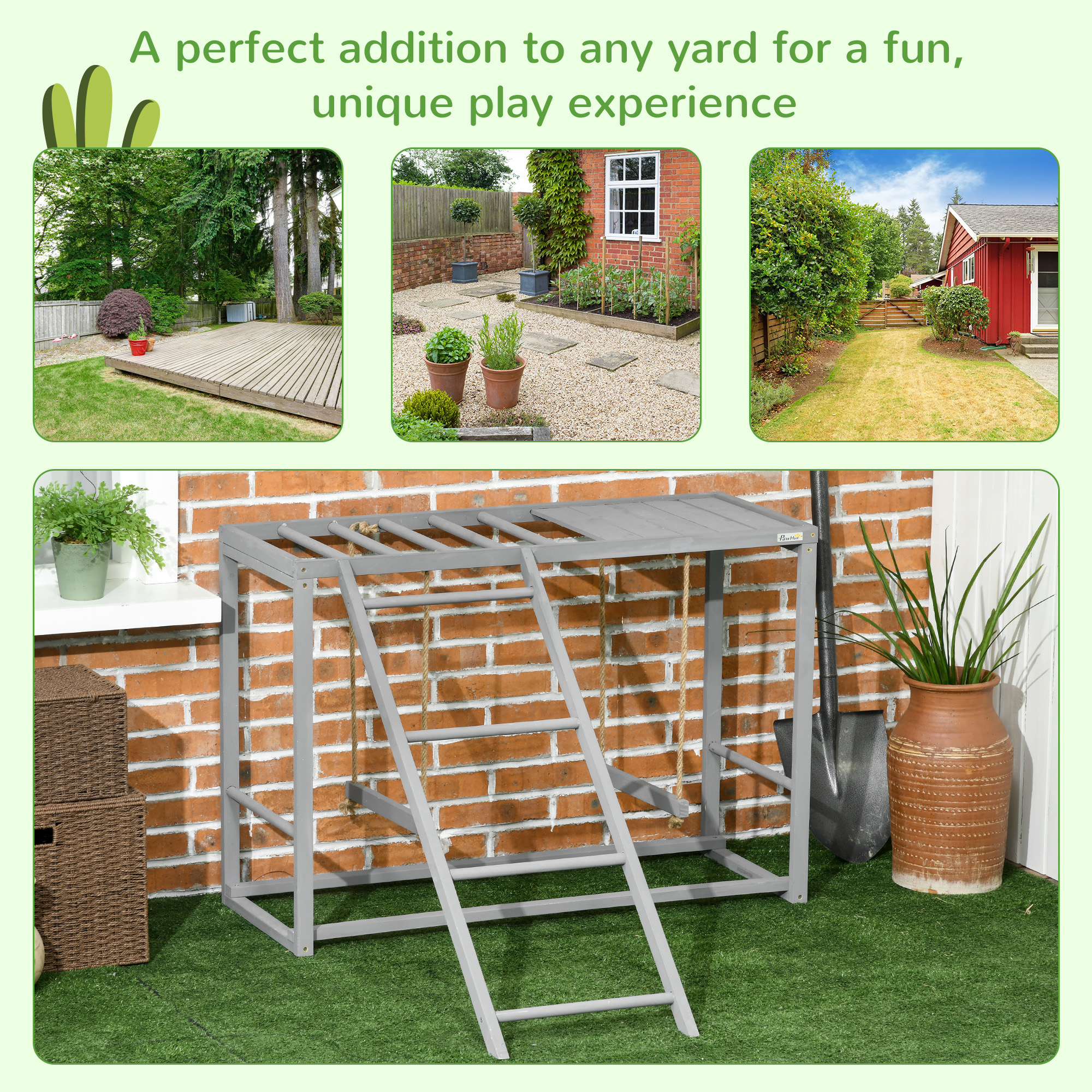 Chicken Activity Game With Swing Set For 3-4 Birds, Wooden Chicken Coop Accessory With Multiple Chicken Perches And Hen Ladder Grey photo 3