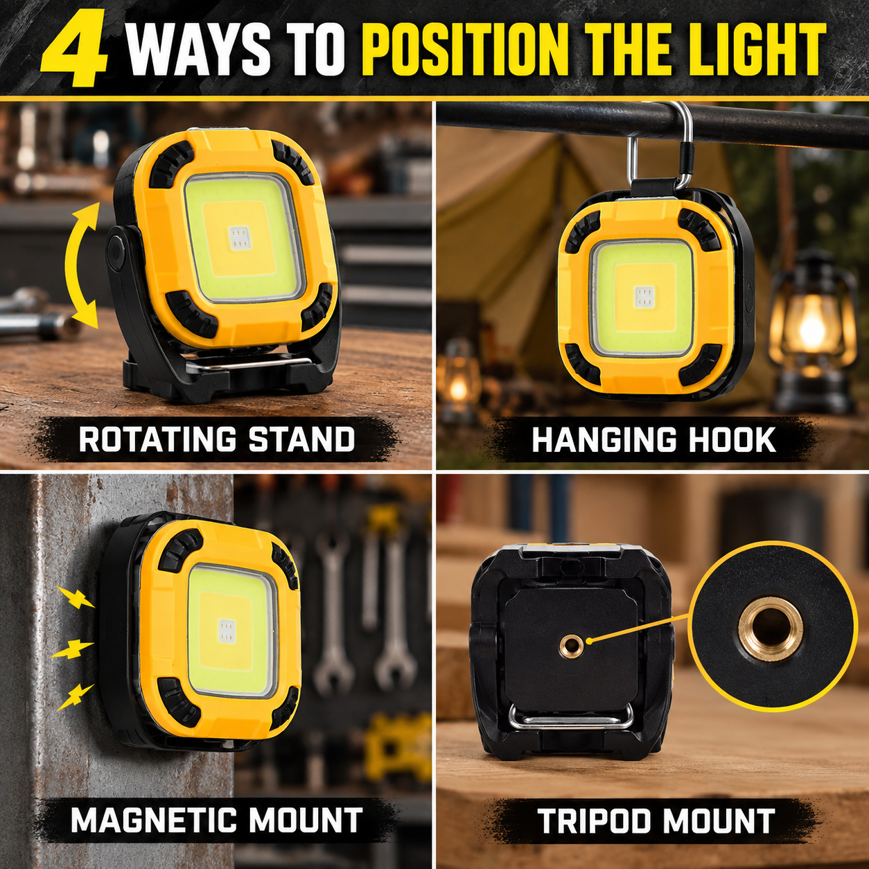 Rechargeable Magnetic Battery Display Type C LED Work Light Base Hanging W8129 1 Adjustable Stand photo 5