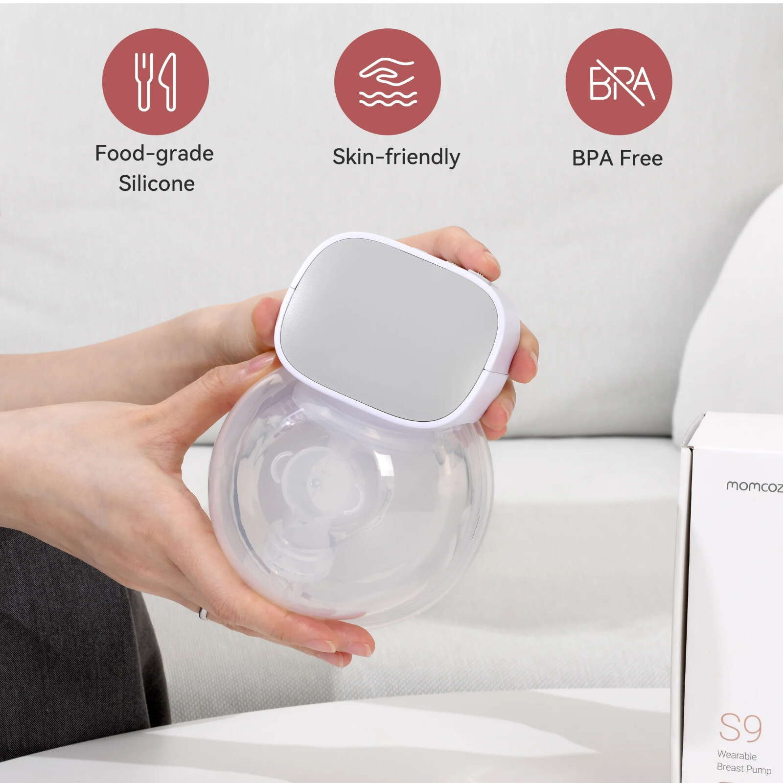 S9 Breast 2pcs Double Wearable Hands-Free Electric Breastfeeding Grey 24mm photo 2