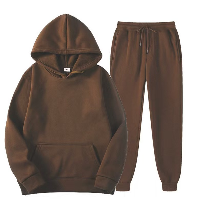 2025 New Men Spring Autumn Solid Hoodie 2Pcs Tracksuit Casual Sport Suit photo 2