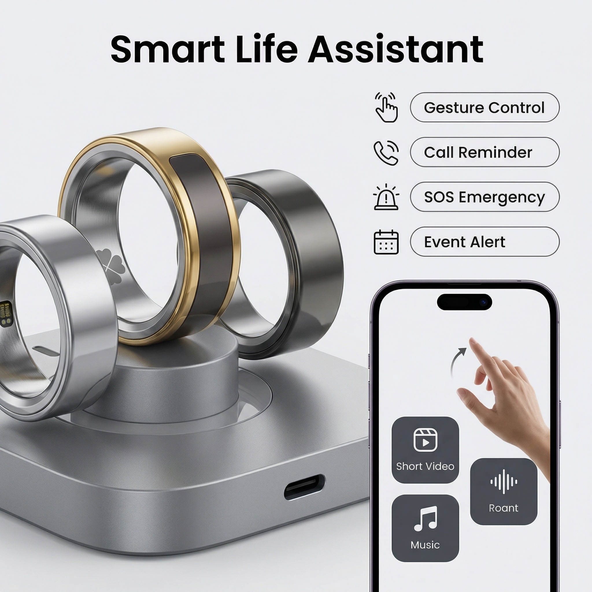 Smart Ring Health Tracker Fitness Ring Heart Rate Blood Oxygen Sleep Monitor Smart Ring For Men Women photo 1
