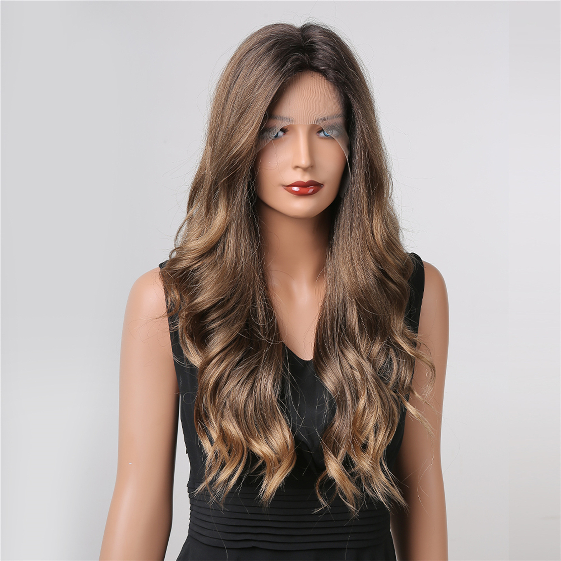 Brown Long Curly Hair European And American Wig photo 6