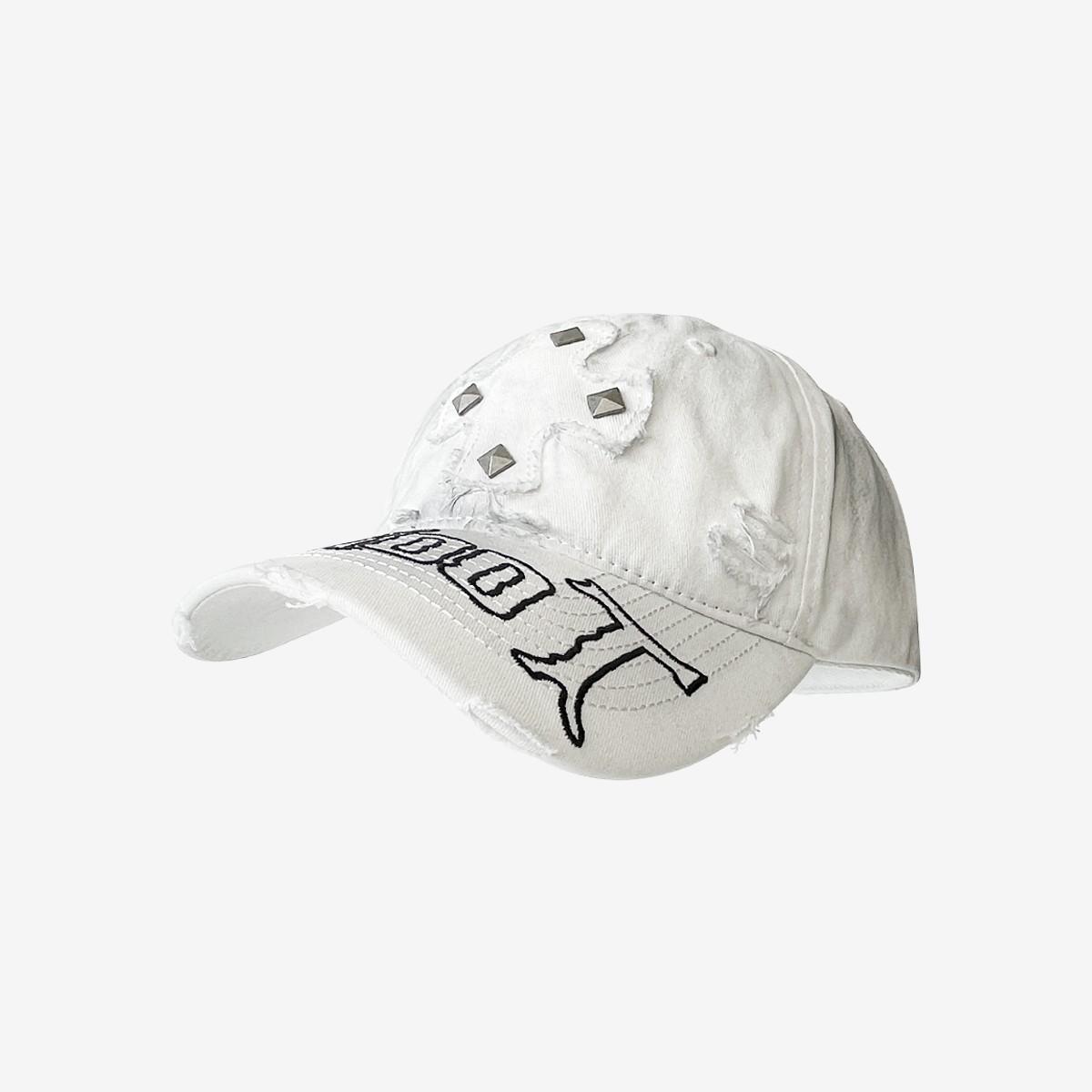 Vintage Distressed Water-washed Letter Baseball Cap With Korean-style Vintage Rivets And Curved Brim Fedora Hat With Soft Top, Trendy And Versatile Casual Hat photo 5