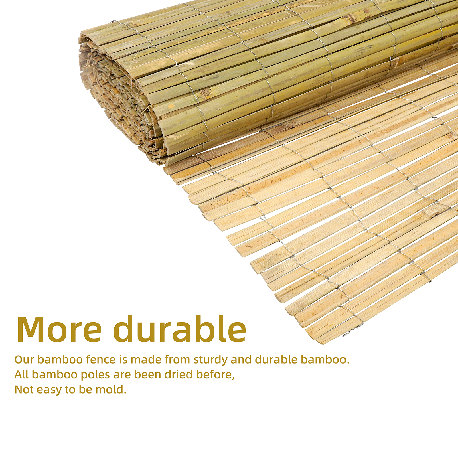 Bamboo Privacy Fence Roll 6FTx 10FT, Natural Bamboo Slat Screening Panels For Outdoor Garden, Yard, Patio, Balcony Privacy Screen Self-pickup Only photo 2