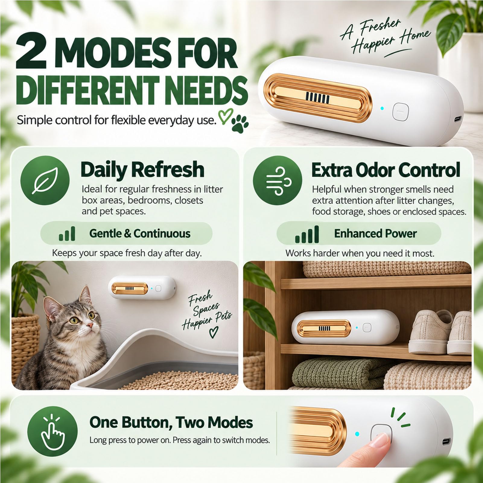 Pet Odor Eliminator, Rechargeable Portable Deodorizer For Pets  For Cats, Dual Modes With Filter-Free Design For Litter Boxes, Friger, Bedrooms And Small Spaces photo 8