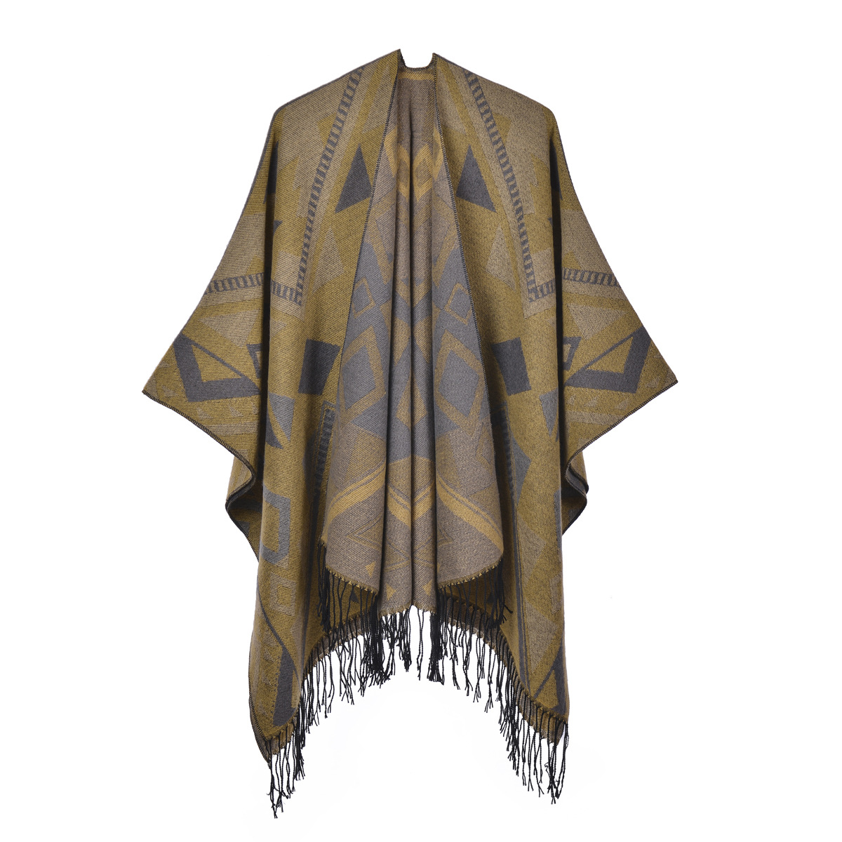Women's Large Shawl, Fashion Thick Faux Cashmere Dual-Use Scarf Poncho photo 3