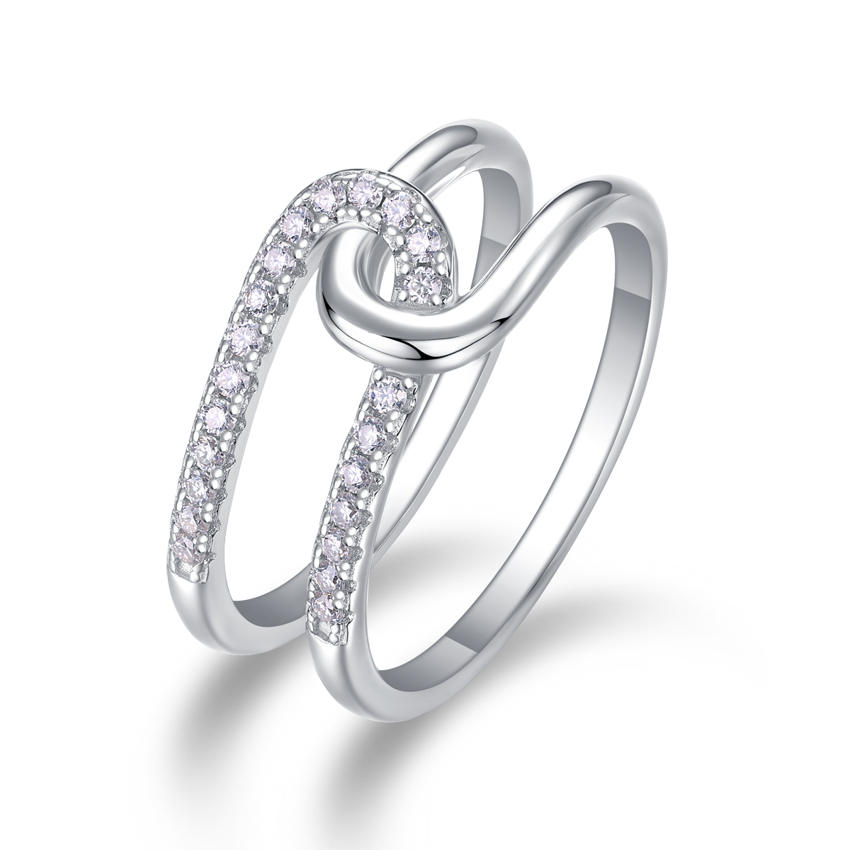 S925 Silver 3.7g Platinum Plated Moissanite Ring, 22pcs D VVS1 Interlocking Band, GRA Certified US 5-9 photo 2