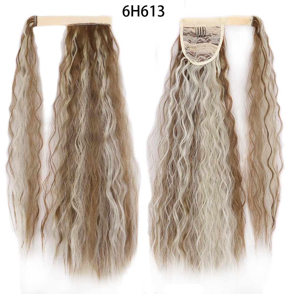 Ponytail Wig Water Wave Velcro Banding Chemical Fiber High Temperature Silk photo 3