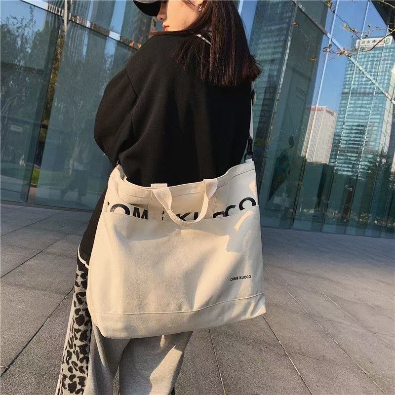 Vintage Canvas Bag Luggage Travel Bag Oversized Capacity Canvas Storage Bag Portable Business Handbag - White photo 3