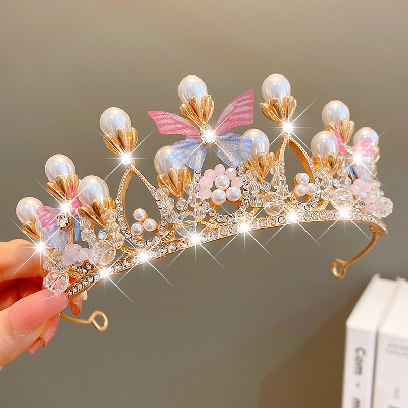 Sweet Fashion Jewelry Hair Accessories Multicolor Pearl Crown Banquet Birthday Fashion Princess Headband Girl Kawaii Crown Crown Headband Headgear Headgear Crystal  Wedding Party Hair Accessories photo 5