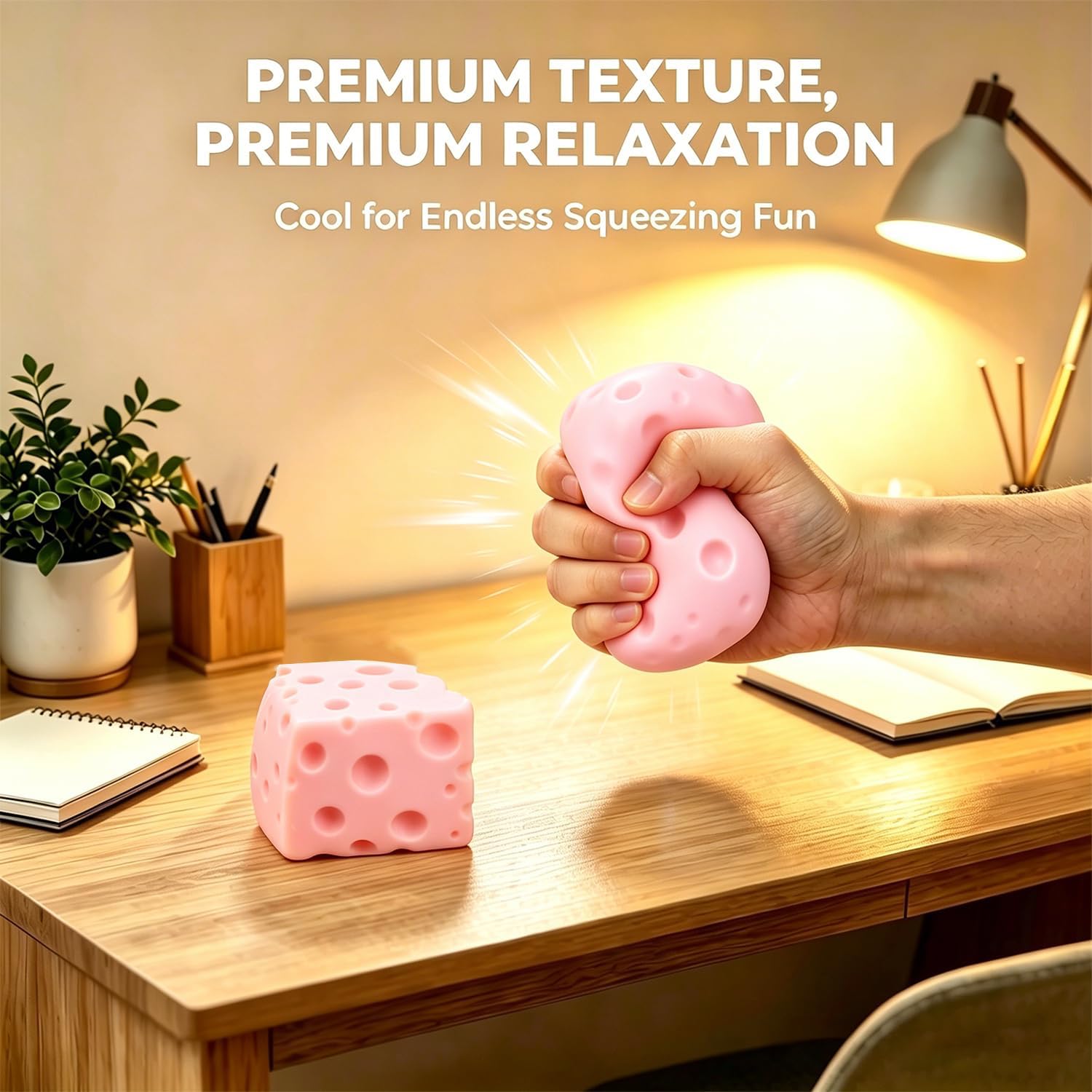 Cheese  Toy For Stress & Anxiety Relief  Soft Skin-Feel Cheese Block Squeeze Toy, Great Fidget Companion For Adults,  Food Design photo 2
