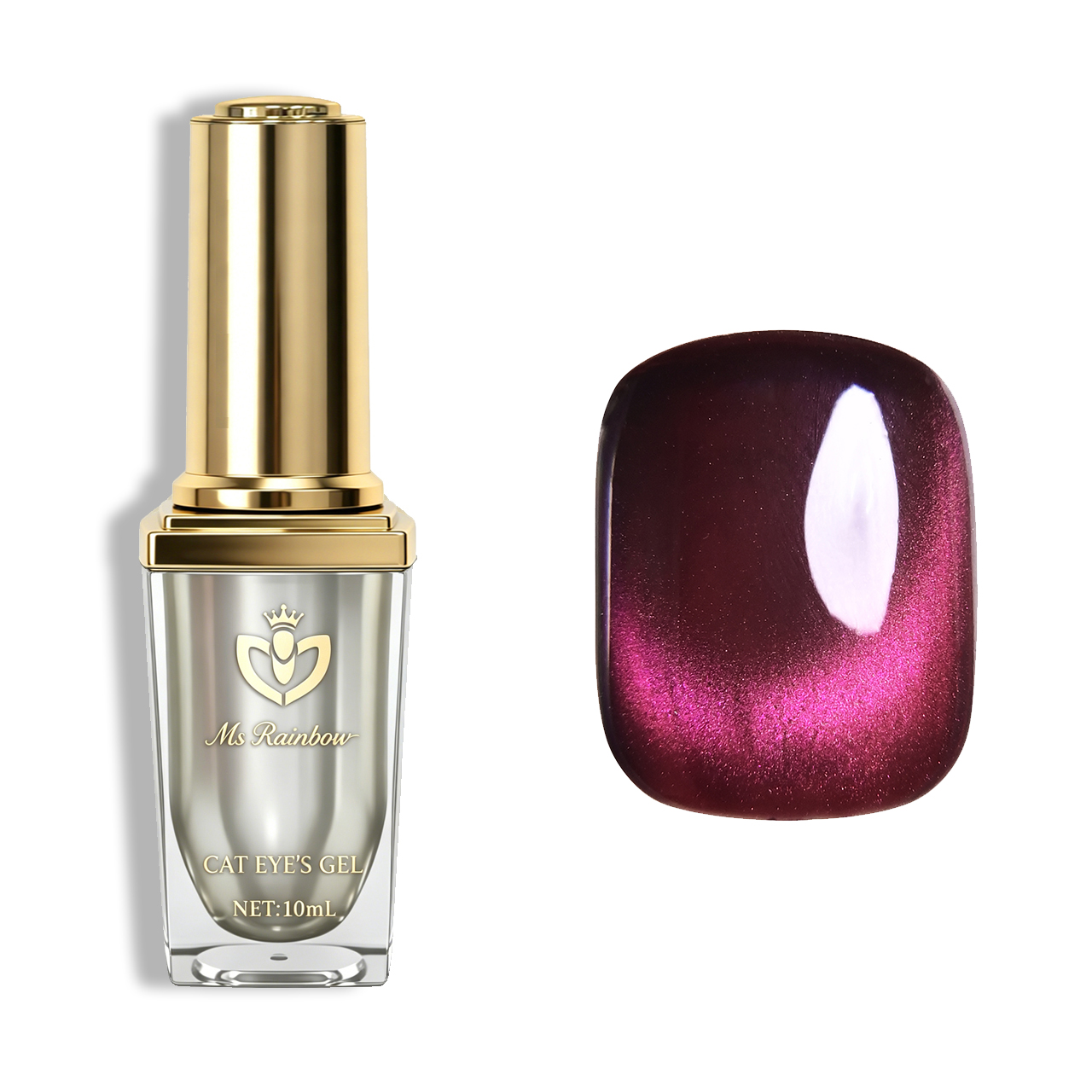 Ms Rainbow Starry Series01 Cat Eye Gel Polish, 10Ml Burgundy Magenta Magnetic Nail Gel, LED Soak Off Manicure Gel For Salon And Nail Art photo 5