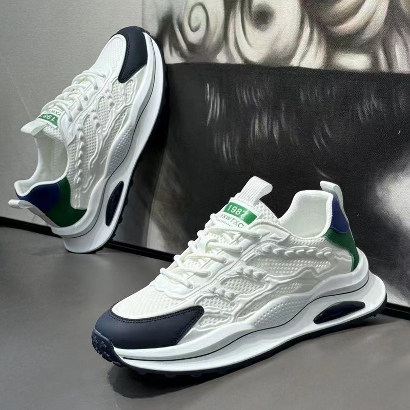 White Laceup Sneakers Fashion Breathable Mesh Flat Shoes Lightweight Versatile Casual Running Walking Shoes photo 8