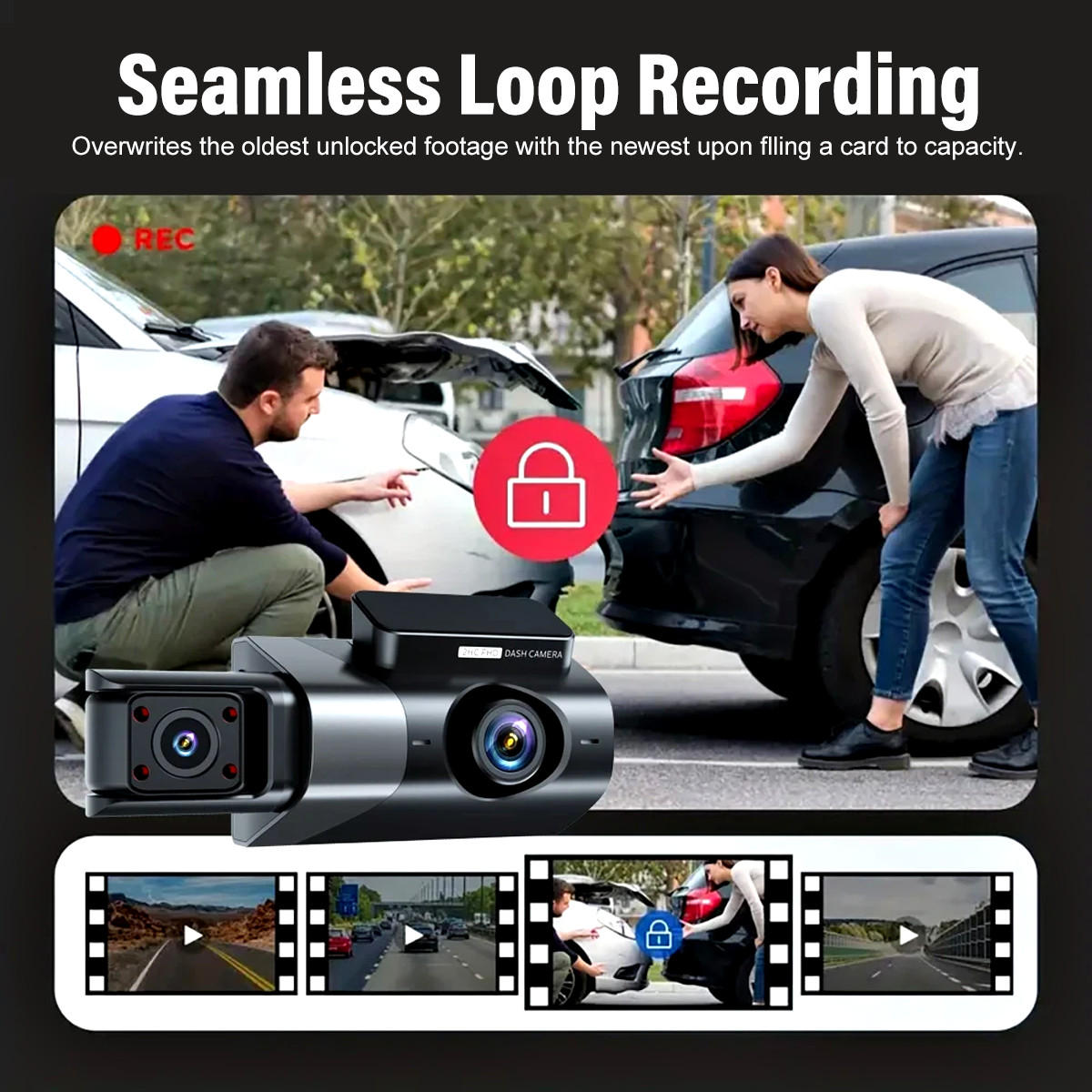 1296P HD Wifi Dash Cam Pro Car Camera Recorder 3-Lens Front Rear Night Vision UK photo 3