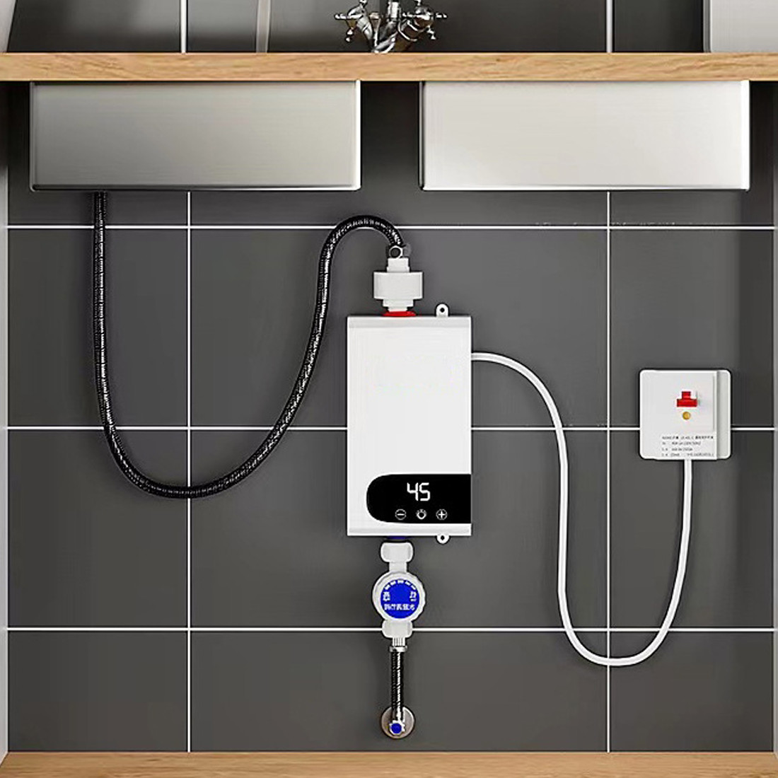 Electric Tankless Instant Hot Water Heater Under Sink Tap Kitchen Bathroom 5500W photo 6