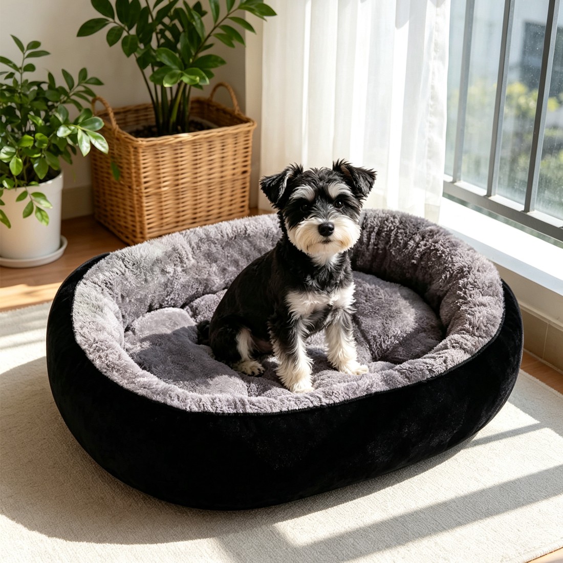 Dog Bed Cat Beds Soft Washable Fleece Puppy Cushion Warm Pet Basket Large Dog UK photo 2