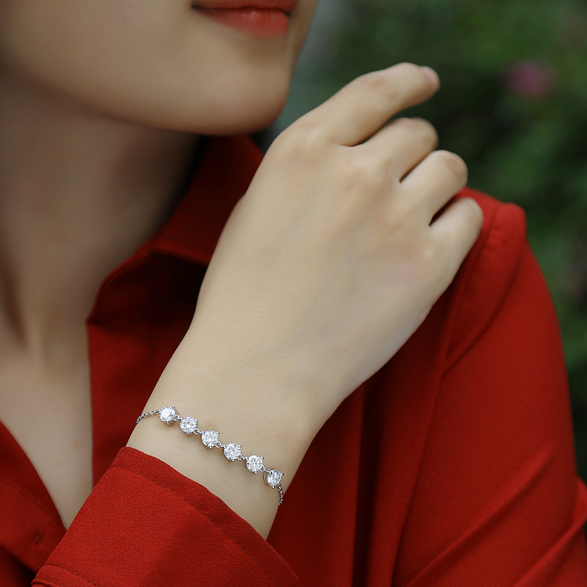 S925 Silver 2.6g Adjustable Bolo Bracelet, 6x 0.5ct D VVS1 Moissanite, 19cm, GRA Certified photo 2
