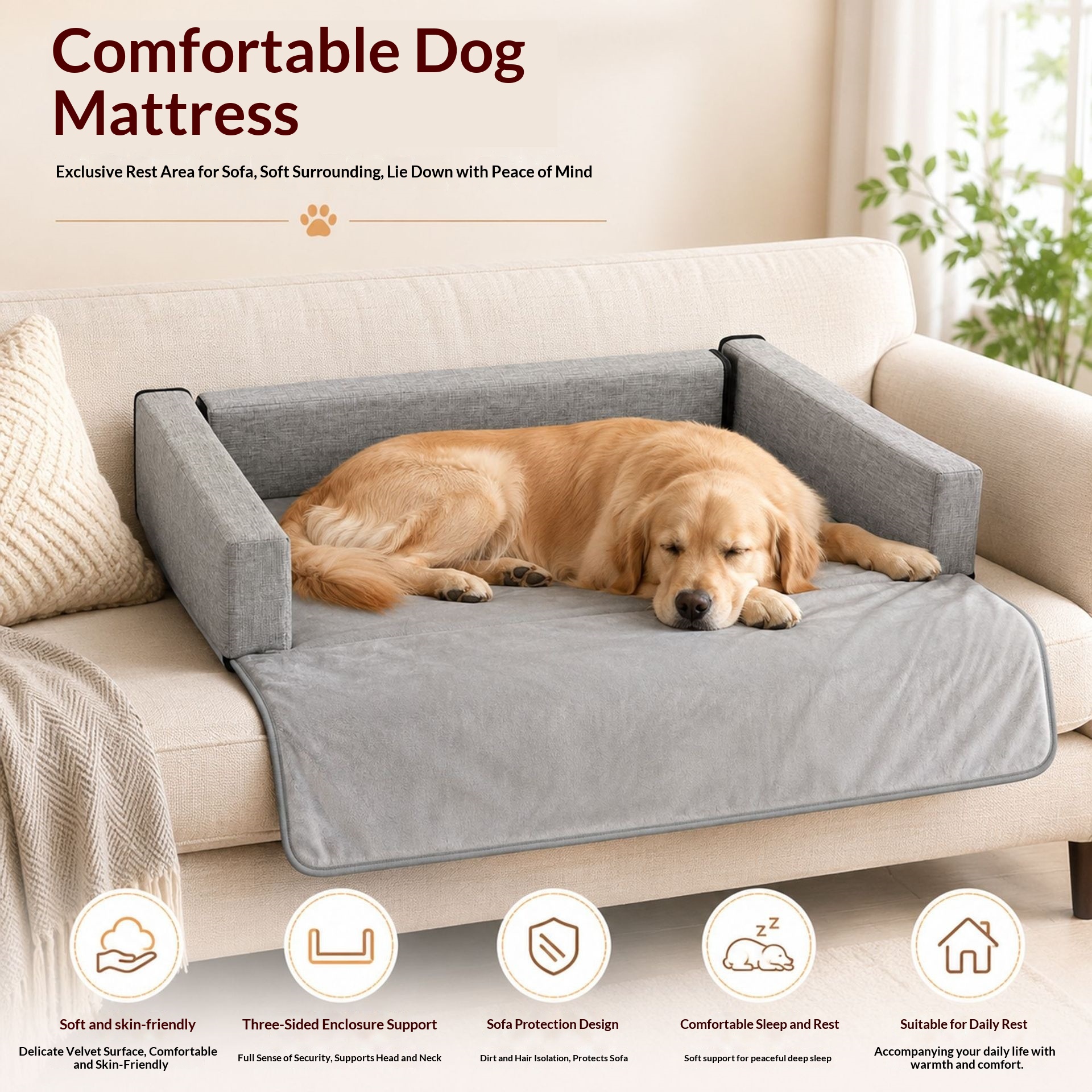 New Pet Sofa Mattress Detachable Design Easy To Clean Soft And Comfortable Skin-friendly Three Sides Surrounded By Pet Supplies photo 1