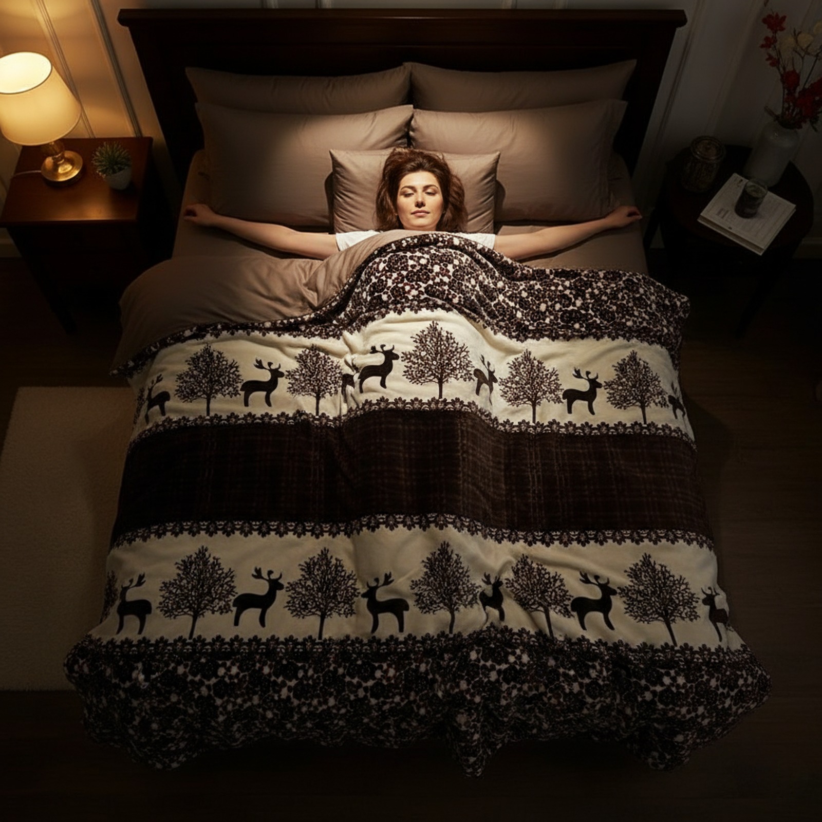 1PC Soft Fleece Throw Blanket, Lightweight Warm Plush Blanket For Camping Sofa Bedroom photo 3