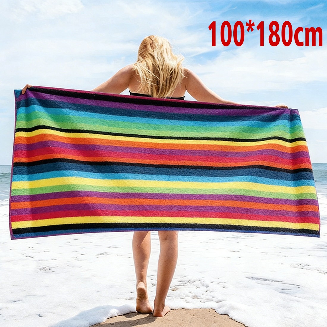 Travel Towel Striped Extra Large Microfibre Lightweight Beach Towel Quick Dry photo 2