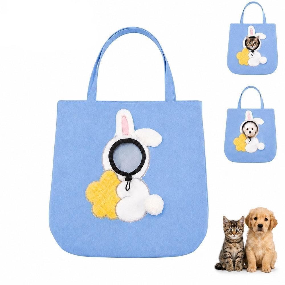 Paw Peek Bag, Breathable Pet Canvas Shoulder Carrier, Cat Dog Tote Colorful Animal Shapes Carrying Bag With Head-Out Design Adjustable Neck Small Dog Cat Carrier For Outdoor Use photo 2