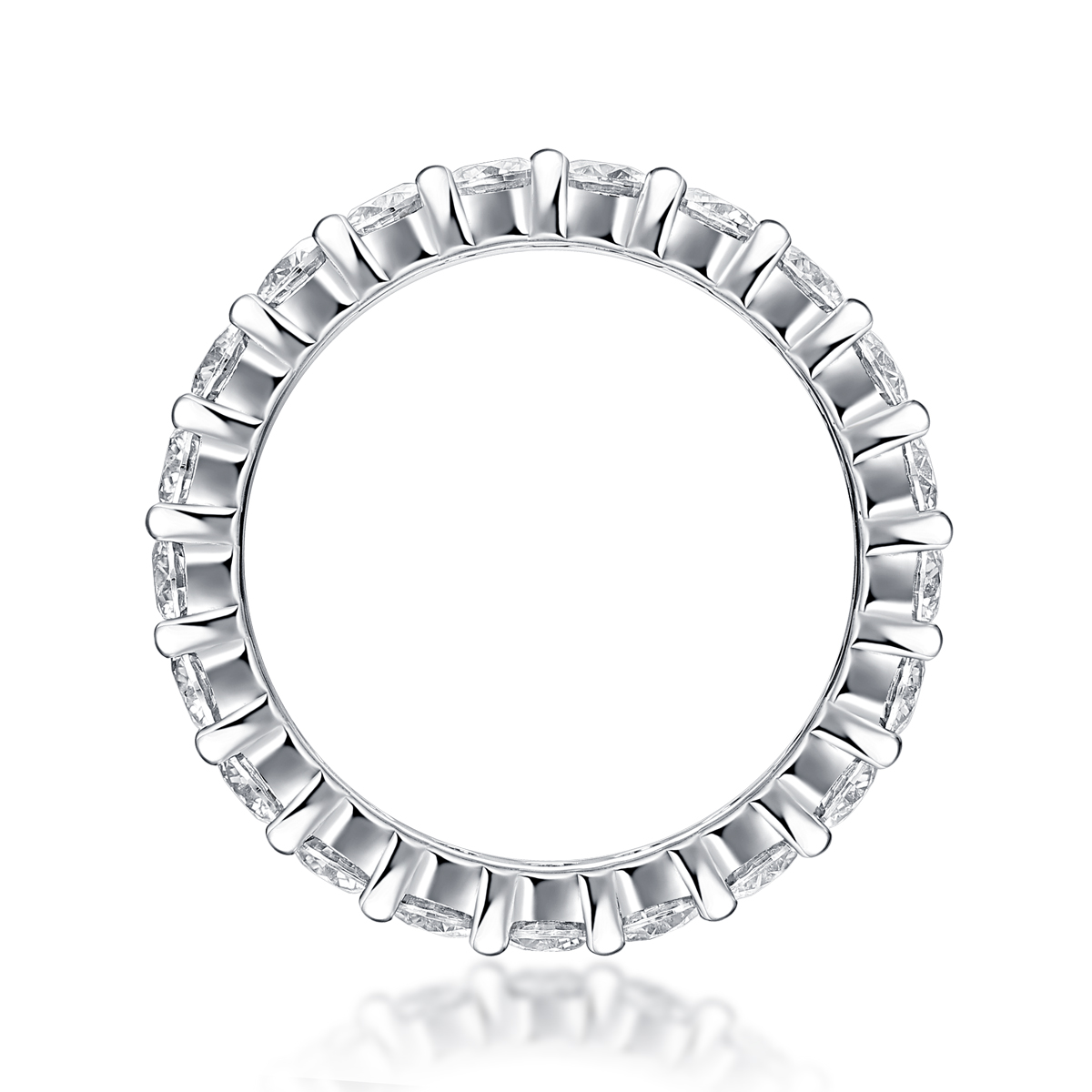 S925 Silver 2.7g Platinum Plated Moissanite Eternity Ring, 3.0mm 19pcs D VVS1 Band, GRA Certified US 5-9 photo 1