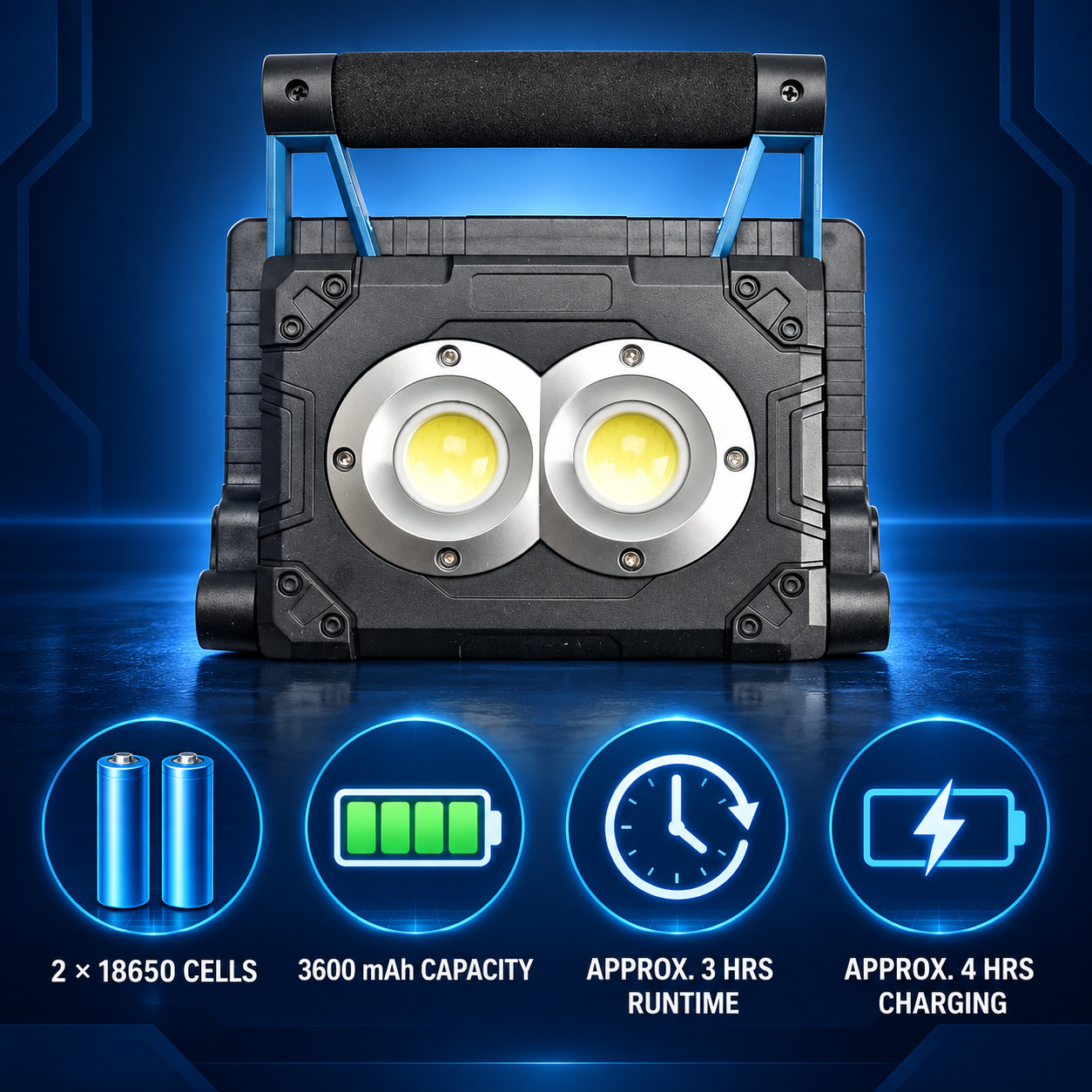 Solar Powered Rechargeable Magnetic Battery Display LED Flood Light W875 3 30W Work Lamp COB photo 3
