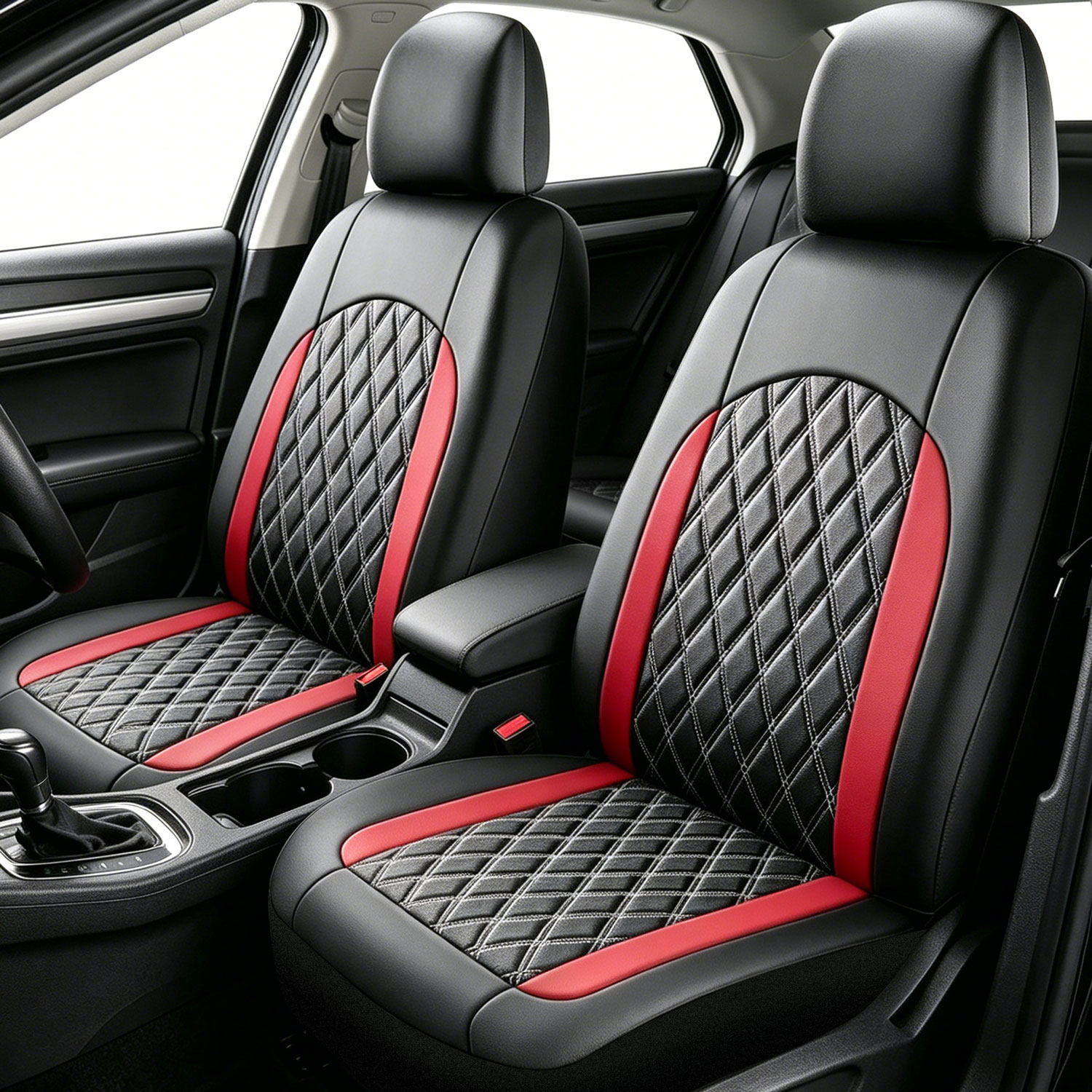 5-Seat Car Seat Cover, Single-Stitch Diamond Pattern, Quilted And Embroidered, Synthetic Leather, PVC Leather, Exported To Europe And America photo 8