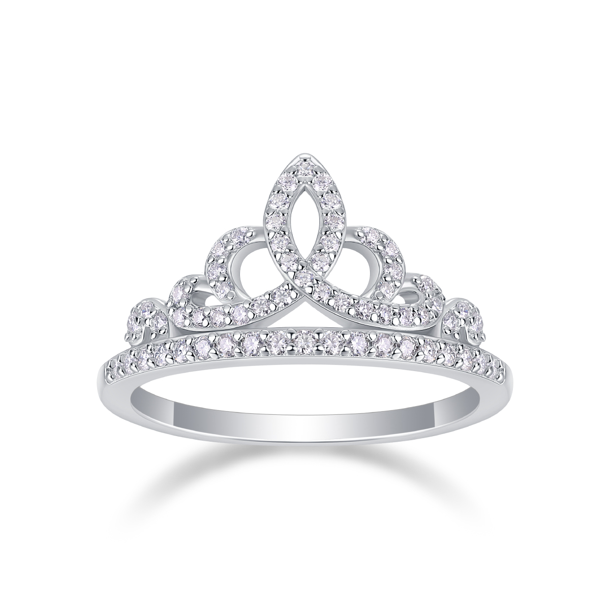 S925 Silver 1.9g Platinum Plated Moissanite Crown Ring, D VVS1 Pave Band, GRA Certified US 5-9 photo 2