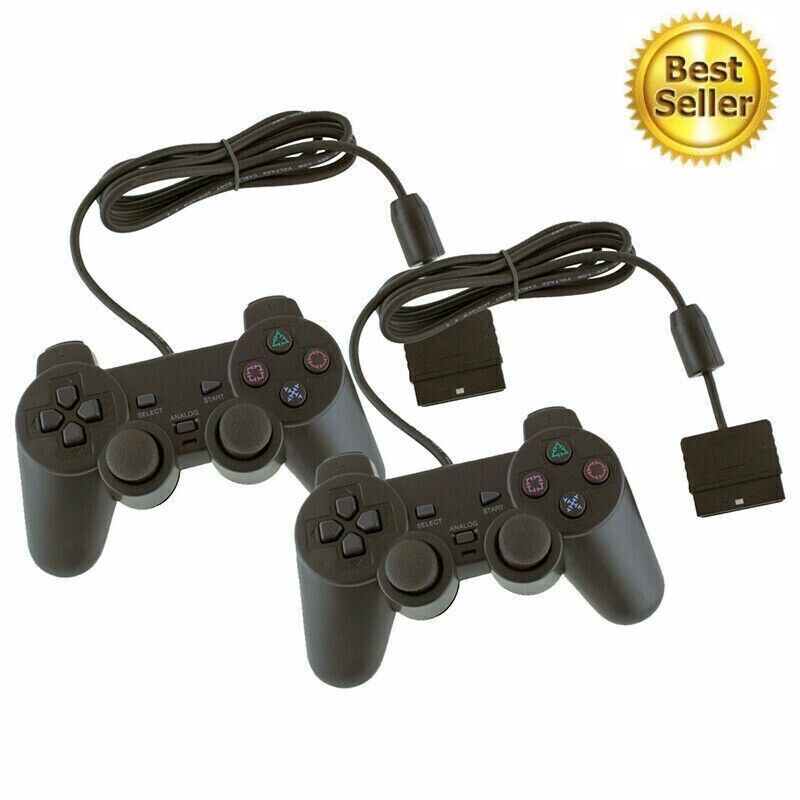 2PCS For PlayStation 2 PS2 Black Wired Game Controller Gamepad Joypad photo 4