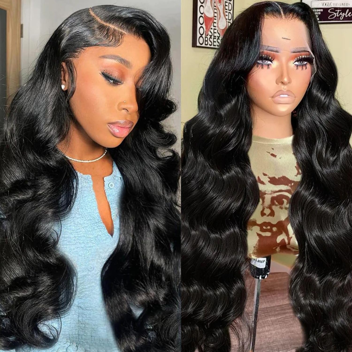13x6 Front Lace Human Hair Wig Body Wave, Natural Color, 150 Percentage Density photo 1
