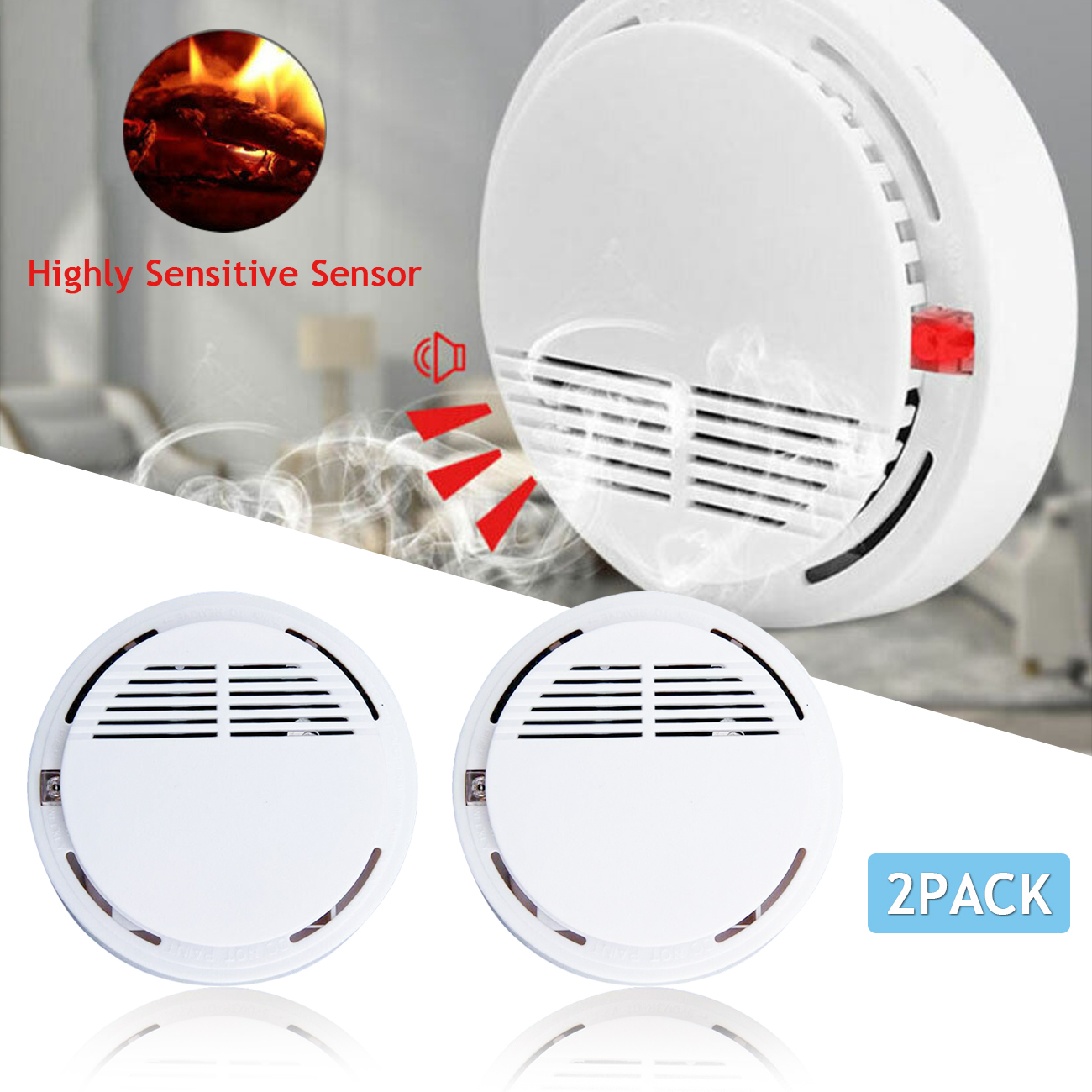 Household Rauchmelder Smoke Alarm Smoke Detector Fire Alarm Detector With 9V Battery Photoelectric Sensor Alert Warning photo 1