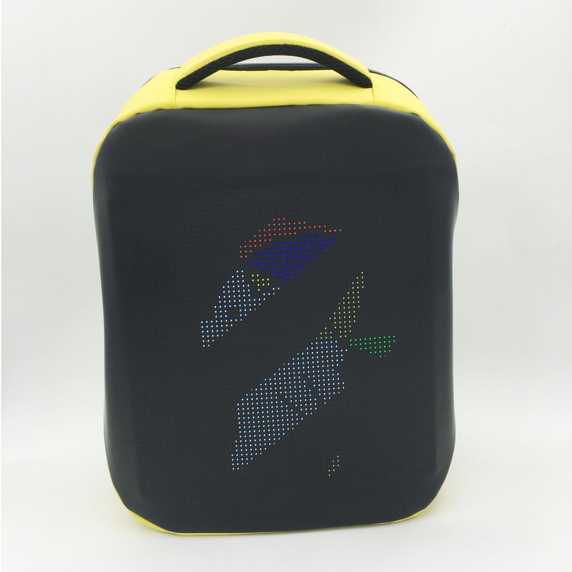 Regular LED Backpack Cycling Double Shoulder Bag DIY Text Animation Polyester Material Hot Sale - Yellow Bluetooth photo 1