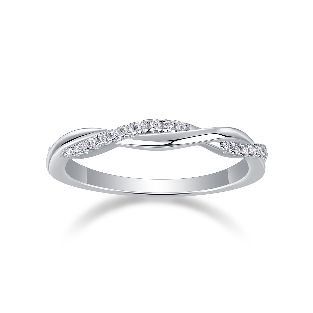 S925 Silver 1.9g Platinum Plated Moissanite Ring, Twisted Pave Band, D VVS1 GRA US 5-9 photo 2