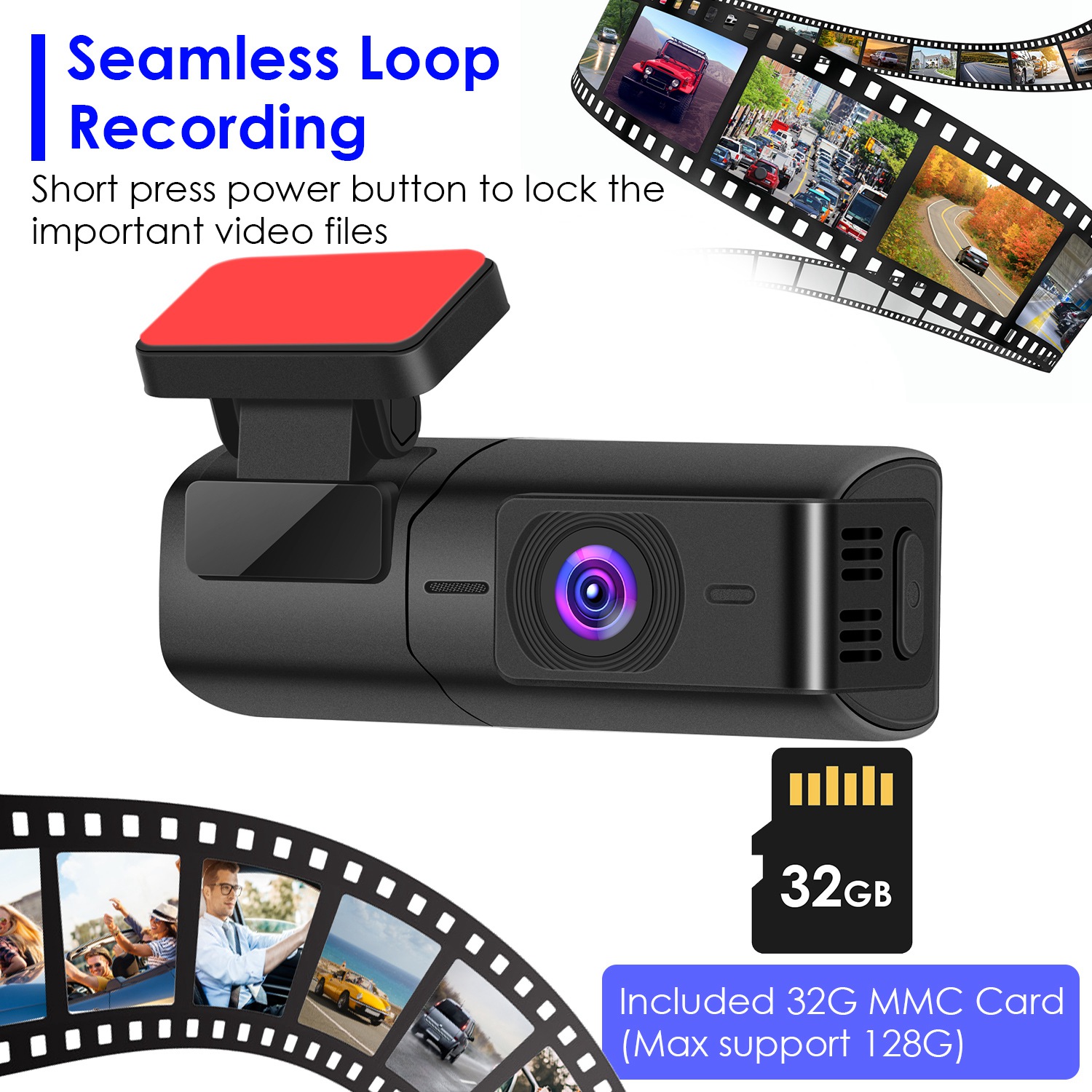 1Pc 2K HD Front Dash Cam For Car With IPS Screen Night Vision Loop Recording Included 32G Storage Card 140 Degree Wide Angle WiFi App Control Front Dashcam photo 7