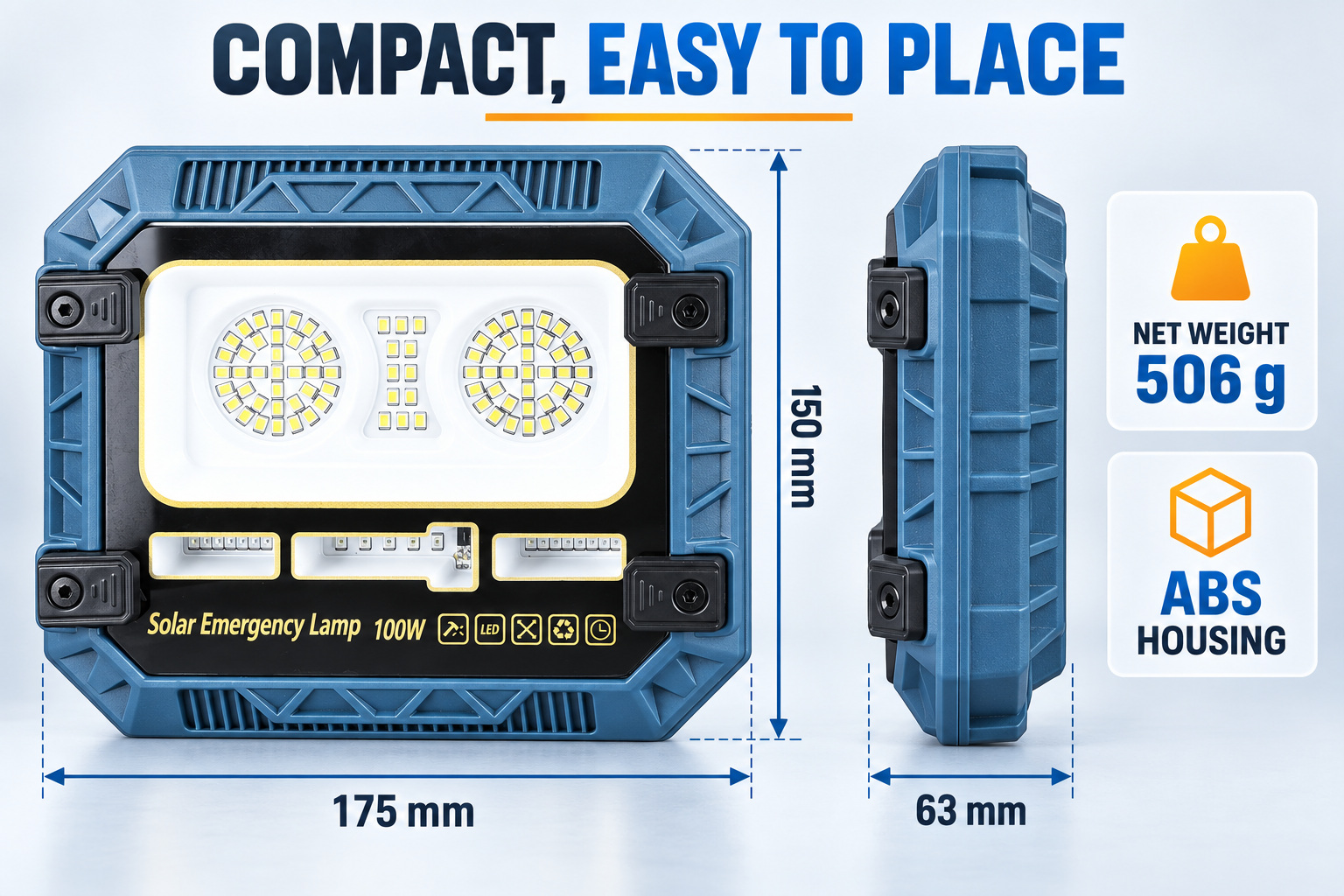 Solar Powered Rechargeable Battery Display 18650 W8115 1 3600mAh LED Flood Light 86 3 1W photo 7