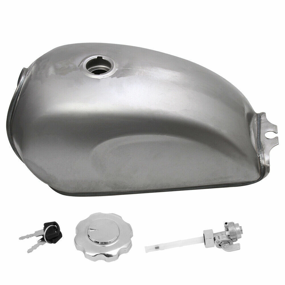Universal Silver Cafe Racer Fuel Gas Tank 9L 2.4 Gallons Modified Fuel Tank photo 1