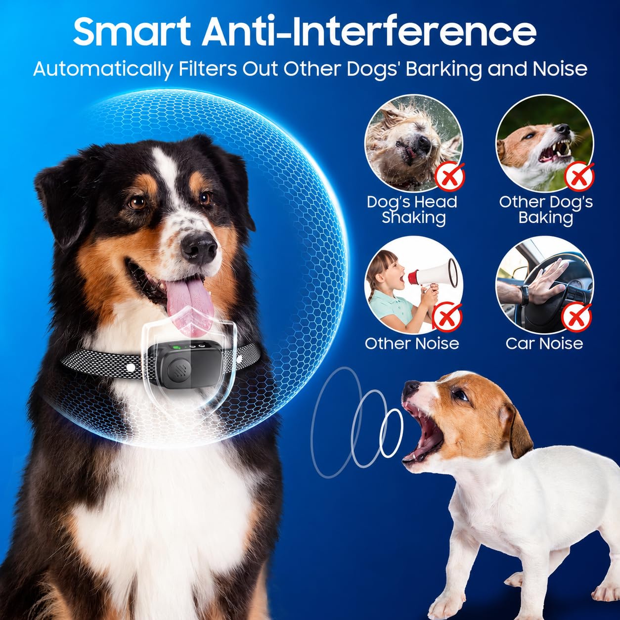 Dog Bark Collar, Automatic Bark Collar For Medium Large Dogs IP67 Waterproof Rechargeable Barking Collar With Beep Vibration & Shock, 5 Adjustable Sensitivity Levels photo 2