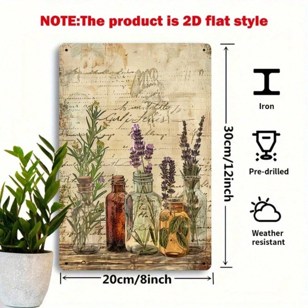 Vintage Herbal Bottle Metal Sign 8x12, 2D Flat Botanical Plant Print Tin Art photo 4