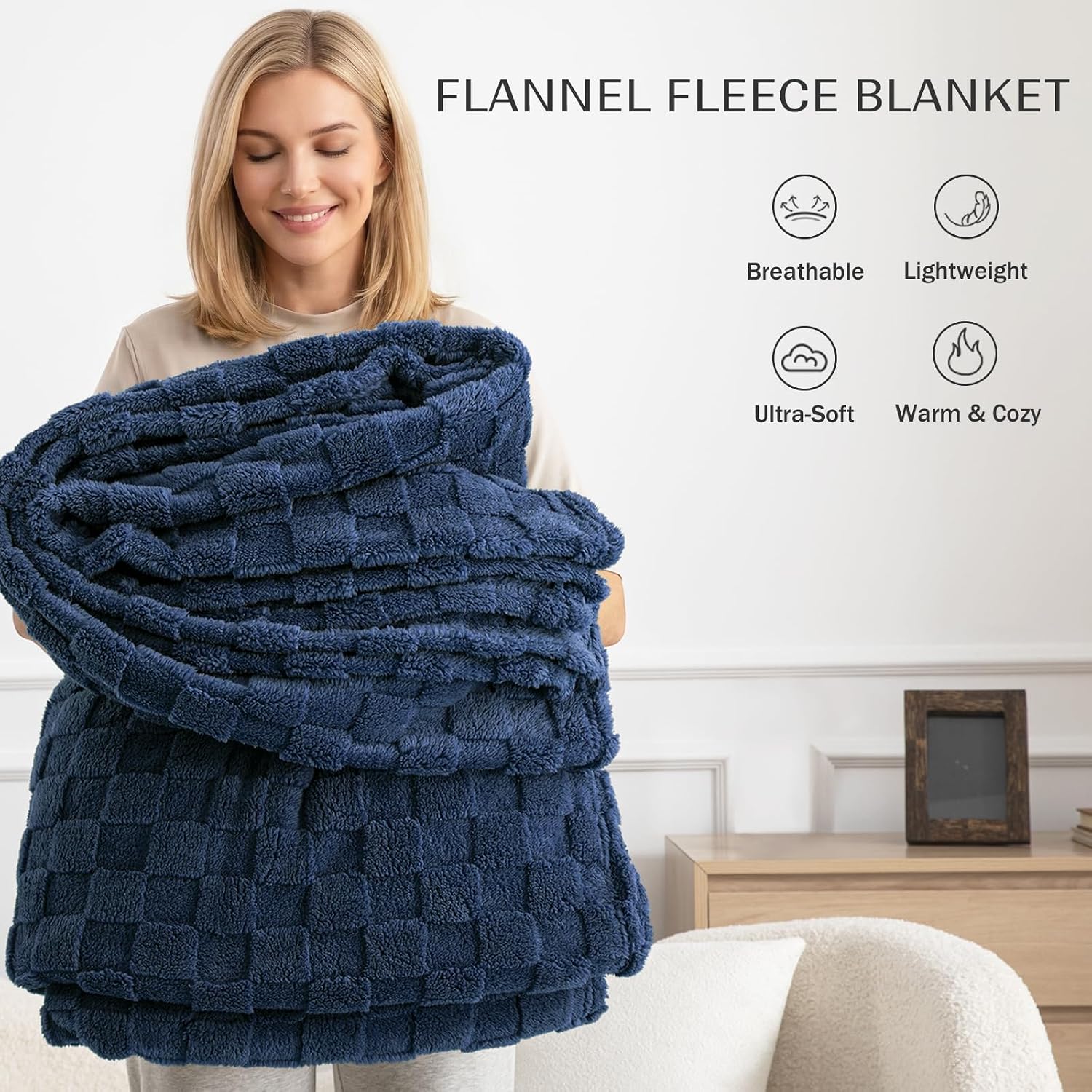 Super Soft Cozy Throw Blanket 50x60 Inch, Plush Sofa Blanket For Couch, Bed, Bedroom, Living Room And Home Decor photo 1