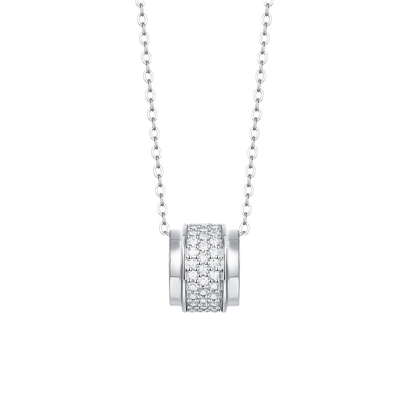 S925 Silver 2.9g Moissanite Barrel Necklace, 69pcs 1.3mm D VVS1, 40&5cm, GRA Certified photo 1