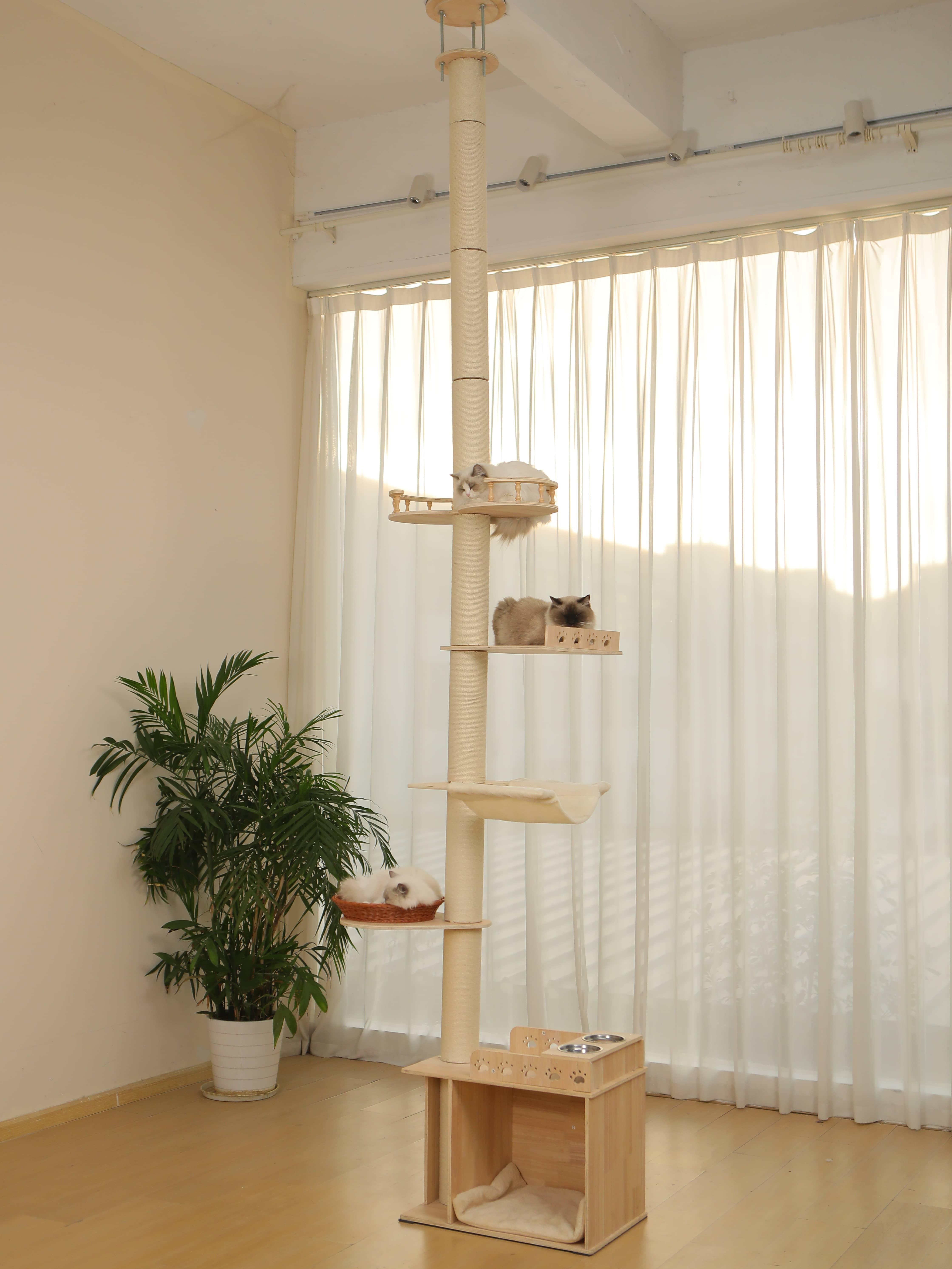 5-Tier Adjustable Cat Tree Tower-Hemp Scratching Post, Perches, Sturdy Indoor-Outdoor Activity Center photo 1