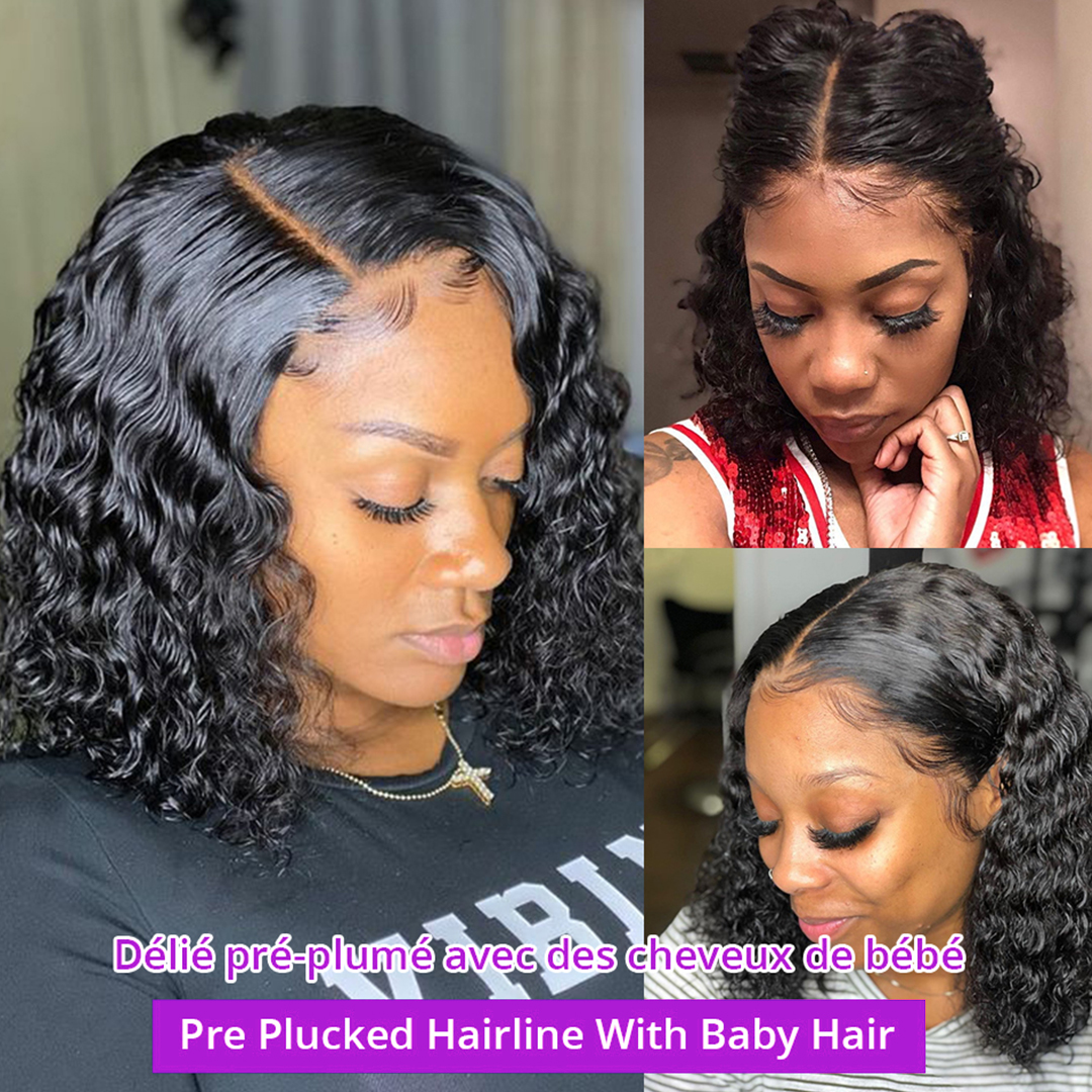 Deep Water Wave Lace Frontal Human Hair Wigs Transparent Curly photo 4