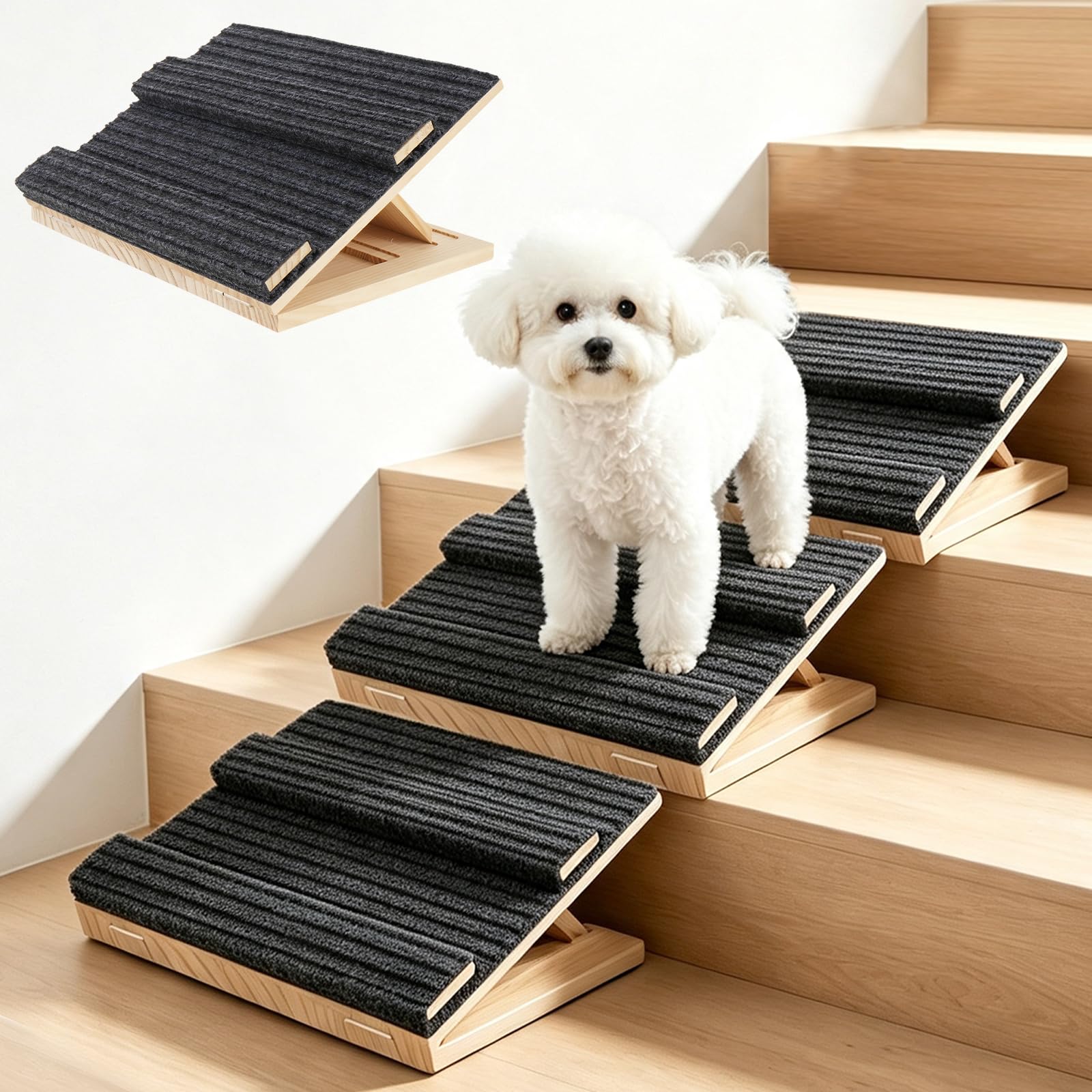 Adjustable Dog Ramp For Stairs With Traction Bars, Portable Pet Ramp For Small Dogs And Cats, Indoor Outdoor Mobility Support photo 1