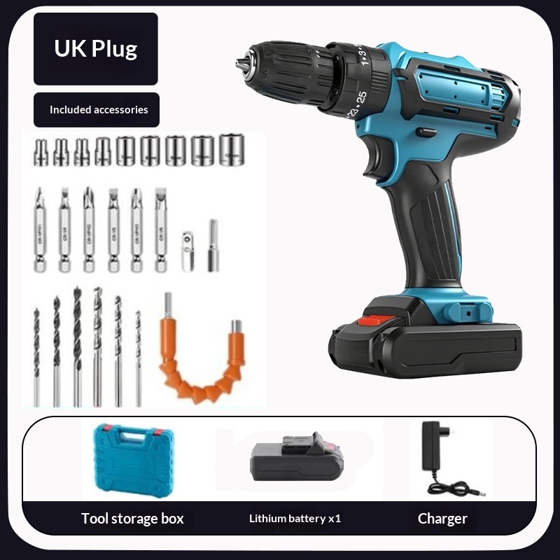 Cross-border New Cordless Brushless 21V Lithium Electric Drill Tool Set, Cordless Drill With Two Batteries And One Charger photo 3
