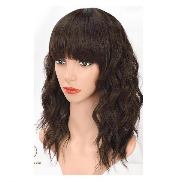 New European & American Style Women Wig, Medium Length Wavy Curly Hair With Bangs, Synthetic Wig, Factory Wholesale Dropshipping photo 2