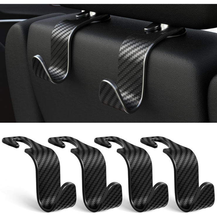 4-Pack Car Headrest Hooks Holds 55lbs Seat Storage Organizer For Bags photo 1