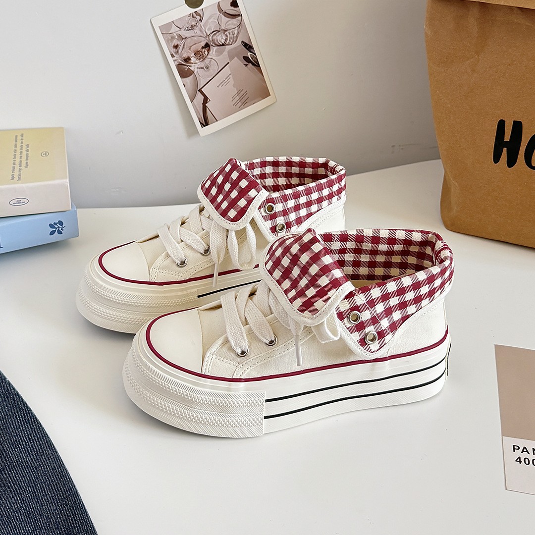 2025 New Korean Style Women's Platform Canvas Shoes, Two Ways To Wear, Summer Thin Breathable High-Top Casual Sneakers photo 4