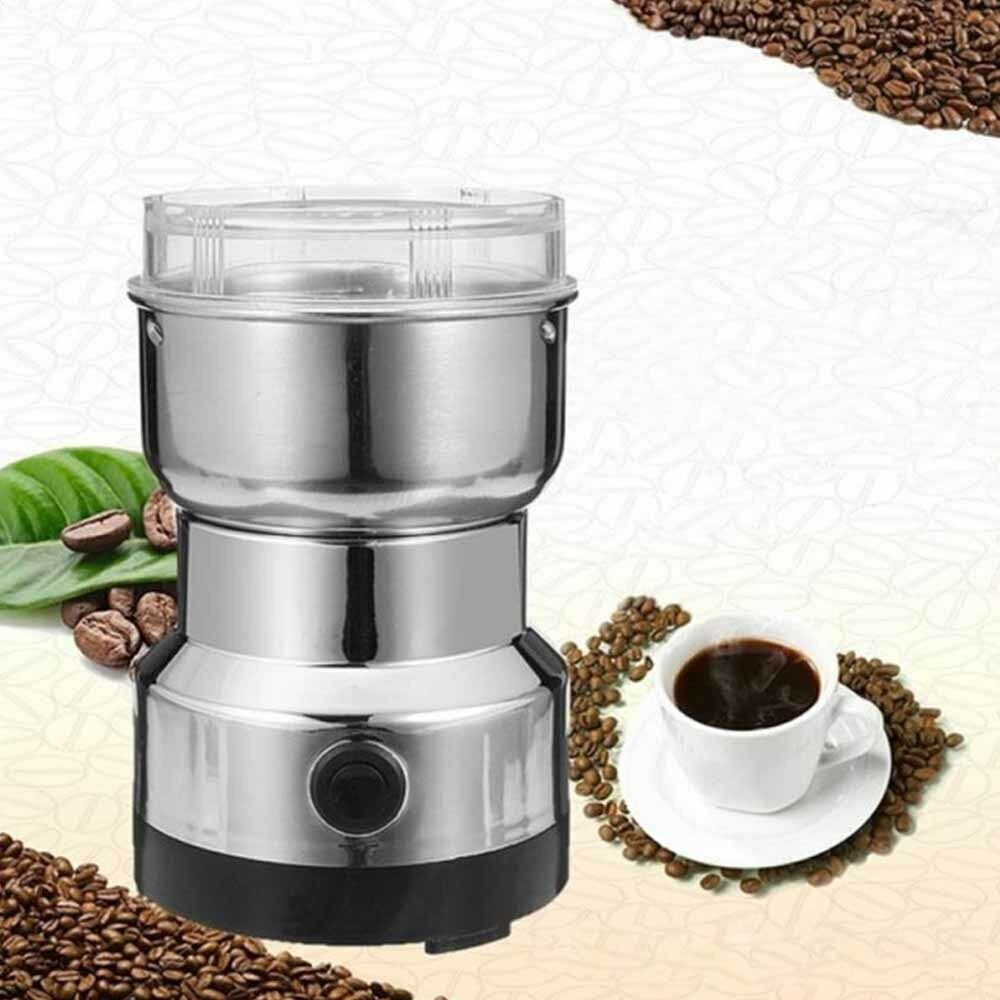 Electric Coffee Grinder With Stainless Steel Blades, 10s Fast Grinding Transparent Lid, Compact Button Operated For Coffee Beans Grains Spices photo 1
